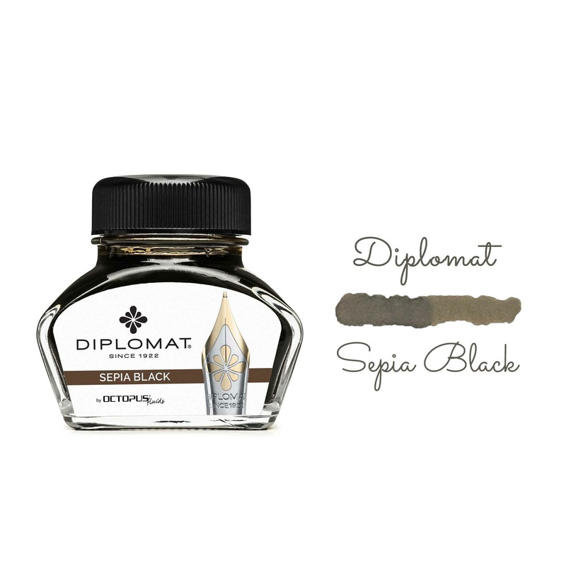Diplomat Octopus Fountain Pen Ink Bottle, 30ml, Sepia Black