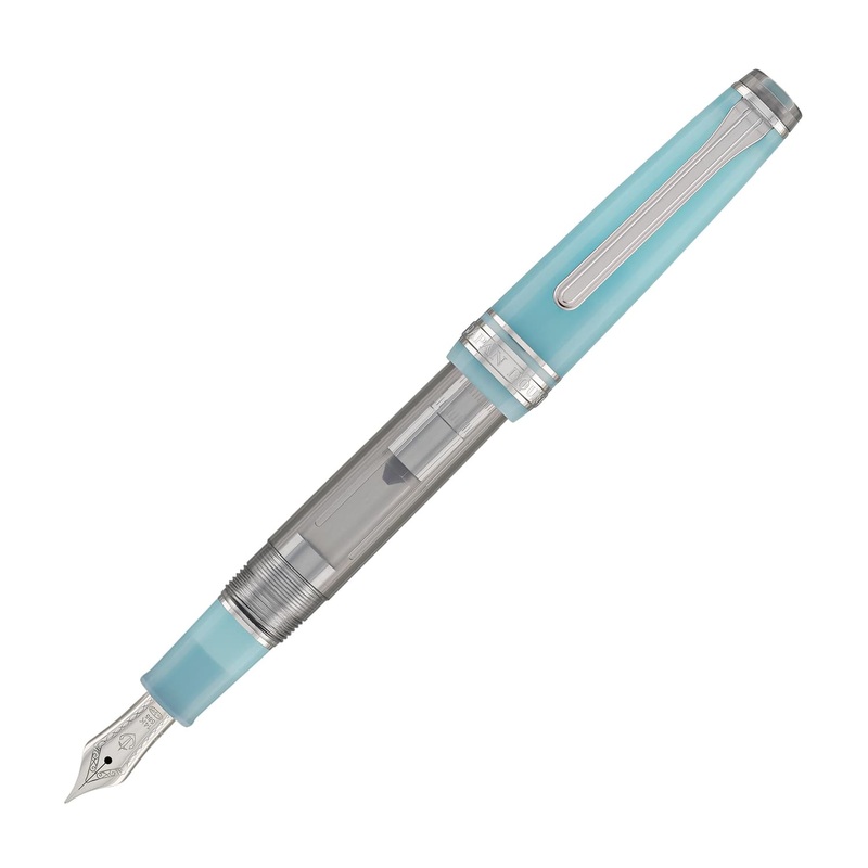 Sailor Pro Gear Slim Fountain Pen in Manyo #2 Series Moss (Robins Egg Blue / Soft Transparent) – 14K Gold Medium