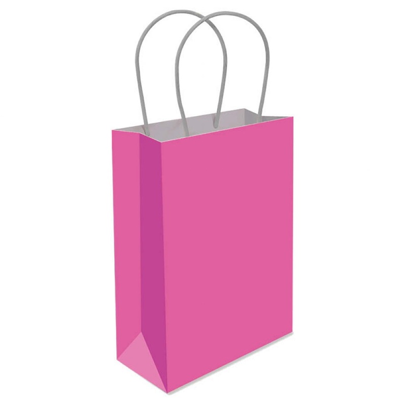 Neon Pink Paper Handle Bags – 6 Pack