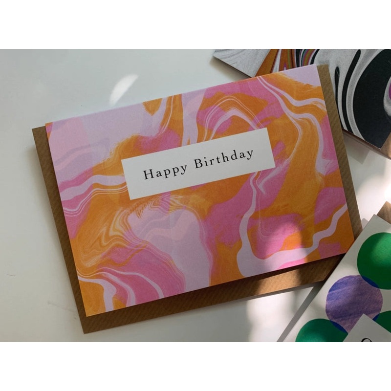 Pink Orange Marble Birthday