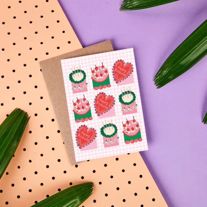 Gingham Birthday Cake