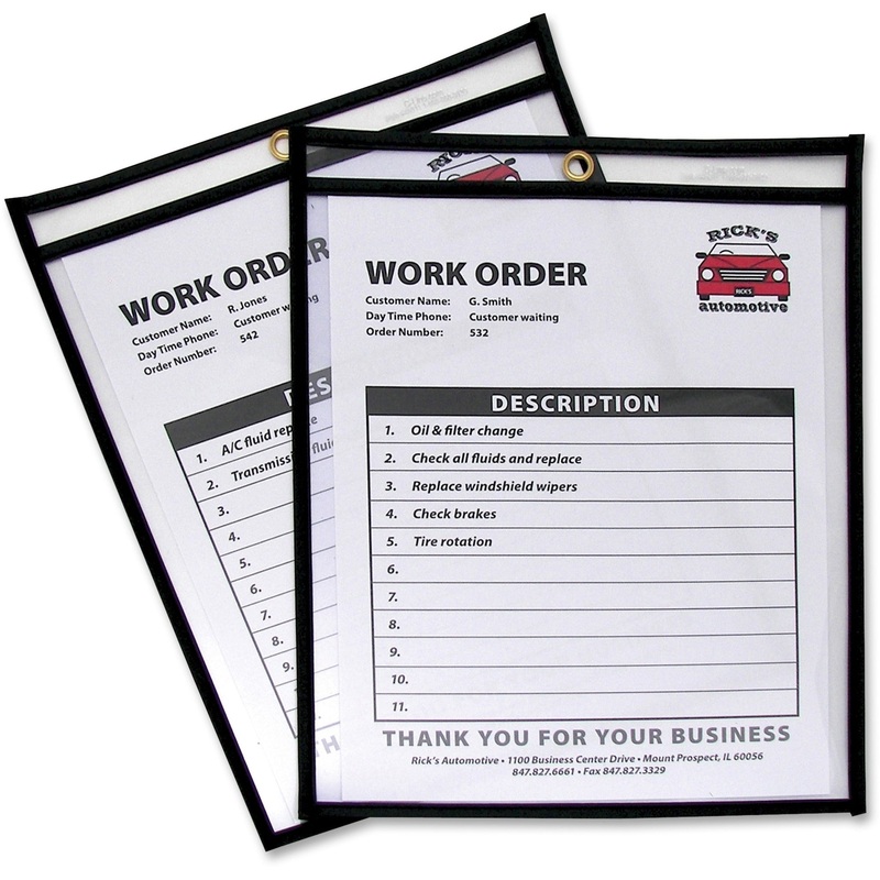 C-Line Stitched Vinyl Shop Ticket Holders – Support 8.50″ x 11″ Media – Vinyl – Black, Clear – Sturdy – 25 / Box