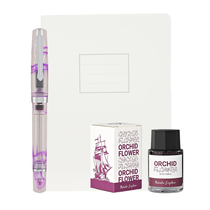 Nahvalur Original Plus Gift Set of Fountain Pen, Notebook & Ink – Melacara Purple Fine