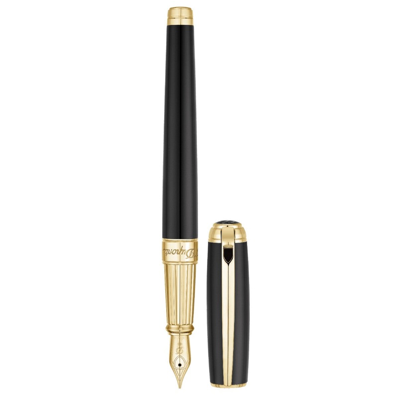 S.T. Dupont Line D Large Fountain Pen – Black & Gold Extra Fine