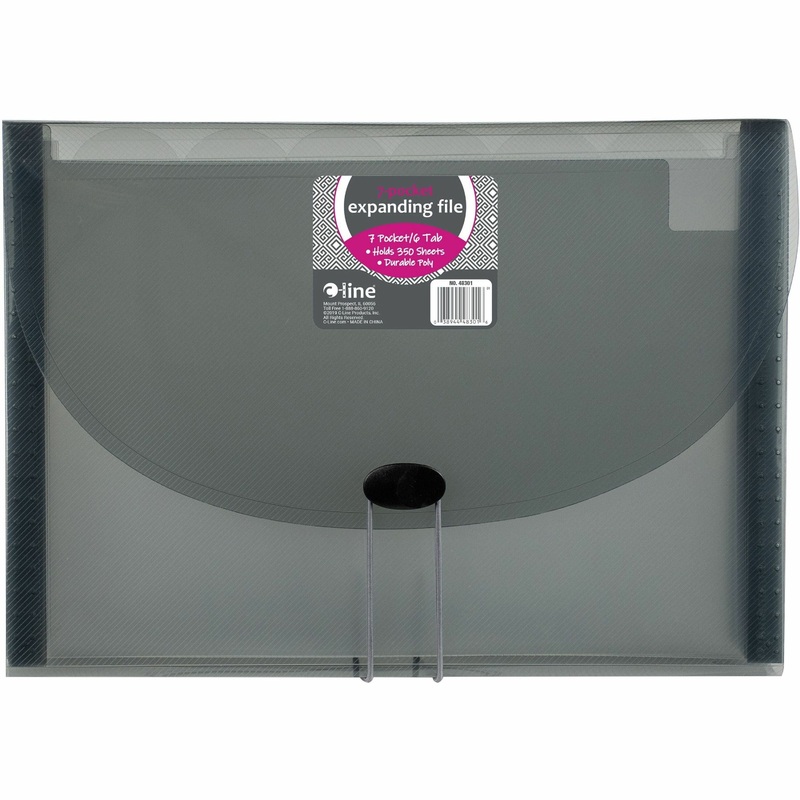 C-Line 48301 Letter Expanding File – 8 1/2″ x 11″ – 7 Pocket(s) – Polypropylene – Smoke – Acid-free, Non-toxic, Button Closure – 1 Each