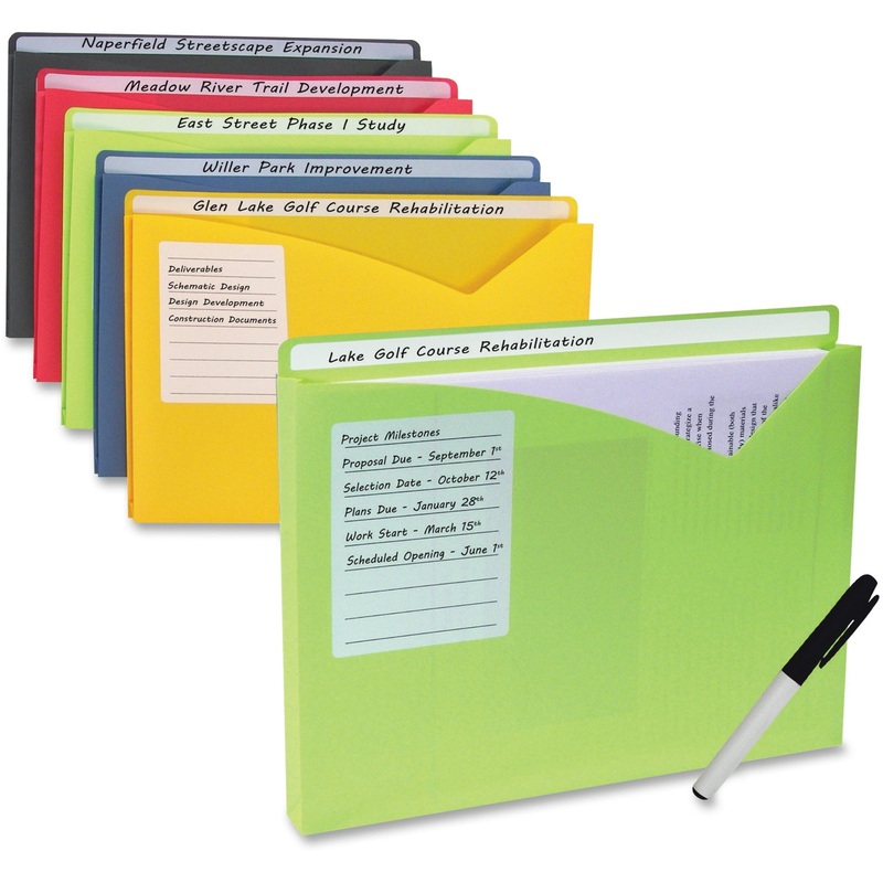 C-Line Full Tab Cut Letter File Jacket – 8 1/2″ x 11″ – 225 Sheets Capacity – 1″ Expansion – 1″ Fastener Capacity – Lime Green, Amber Orange, Steel Blue, Raspberry Red, Charcoal Gray – Acid-free, Document Tray, Archival-safe – 10 / Pack