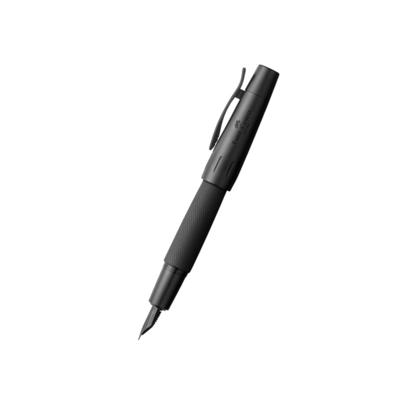 Faber-Castell E-Motion Fountain Pen Pure Black Anodized Aluminum (FPD 2024) Extra Fine