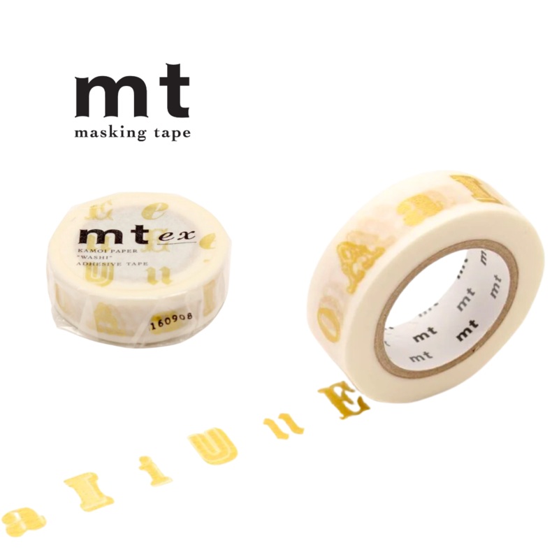 MT EX Washi Tape – Vowel Gold