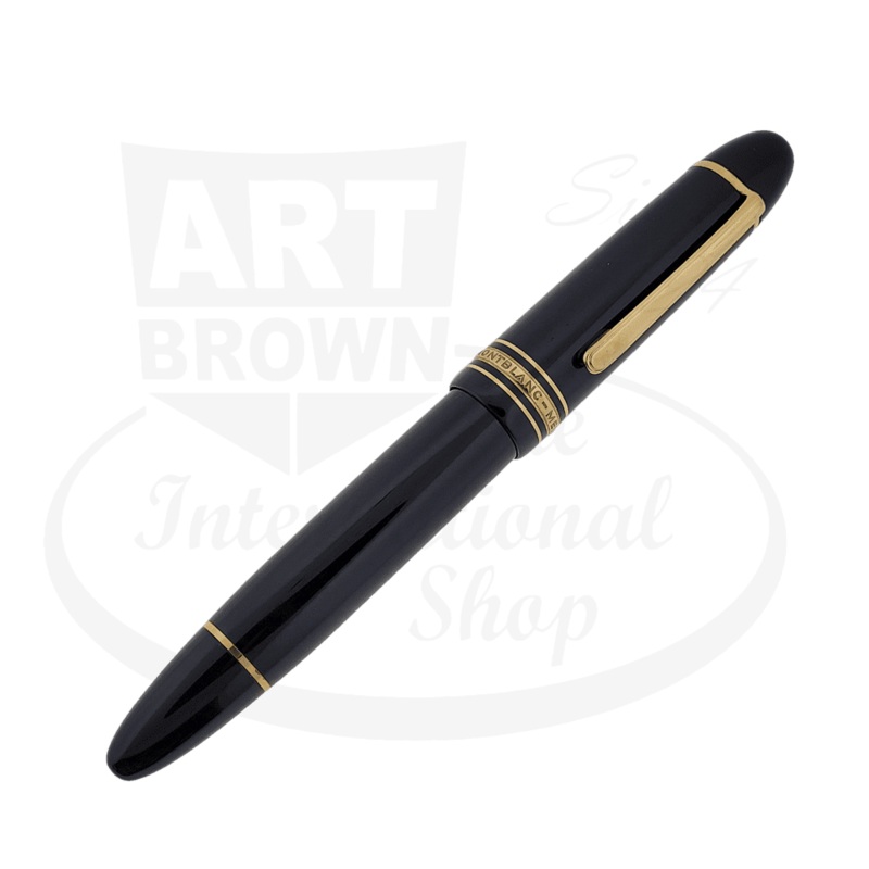 Preowned Montblanc Mesiterstuck 149 Black & Gold Oblique Fountain Pen