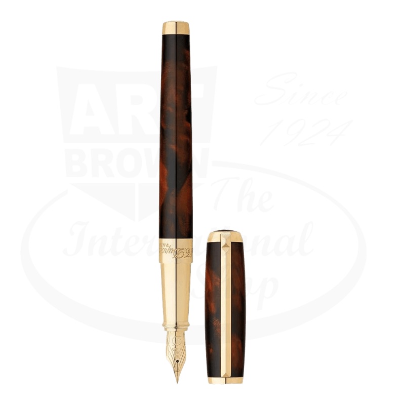 S.T. Dupont Line D Atelier Fine Brown Lacquer Large Fountain Pen, 410699