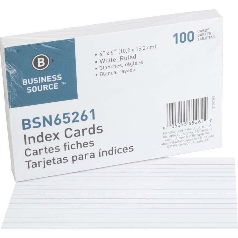 Business Source Ruled Index Cards – 6″ Width x 4″ Length – 100 / Pack