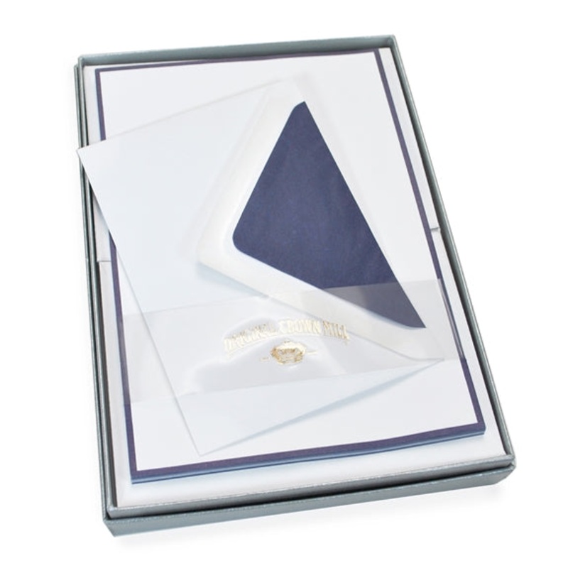 Original Crown Mill “Bi-Color” Correspondence Box 5.75″ x 8.25″ White/Navy