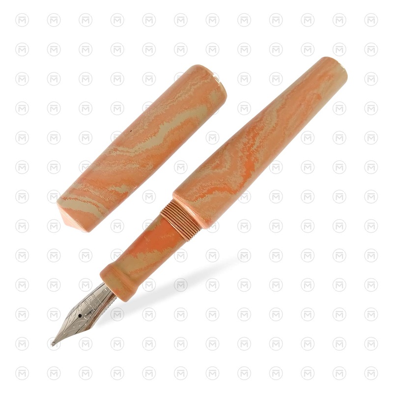 Ranga Abhimanyu Premium Ebonite Fountain Pen, Pale Yellow Red – Steel Nib Extra Fine