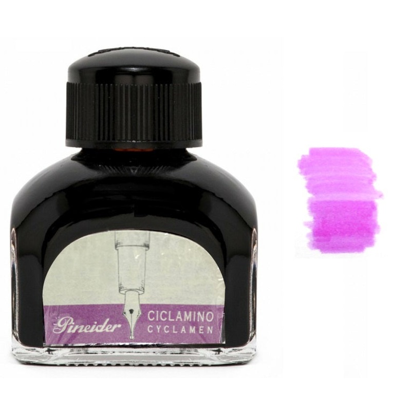 Pineider Fountain Pen Ink Bottle, 75ml Glass Bottle, Ciclamino