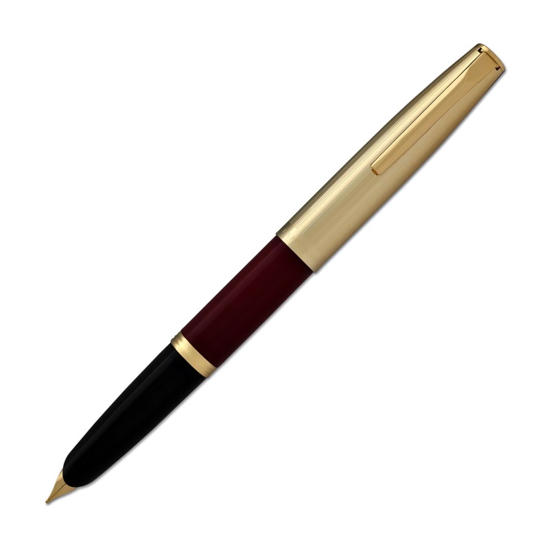 Aurora Duo Cart Fountain Pen in Bordeaux Resin with Gold Plated Cap – Medium Point