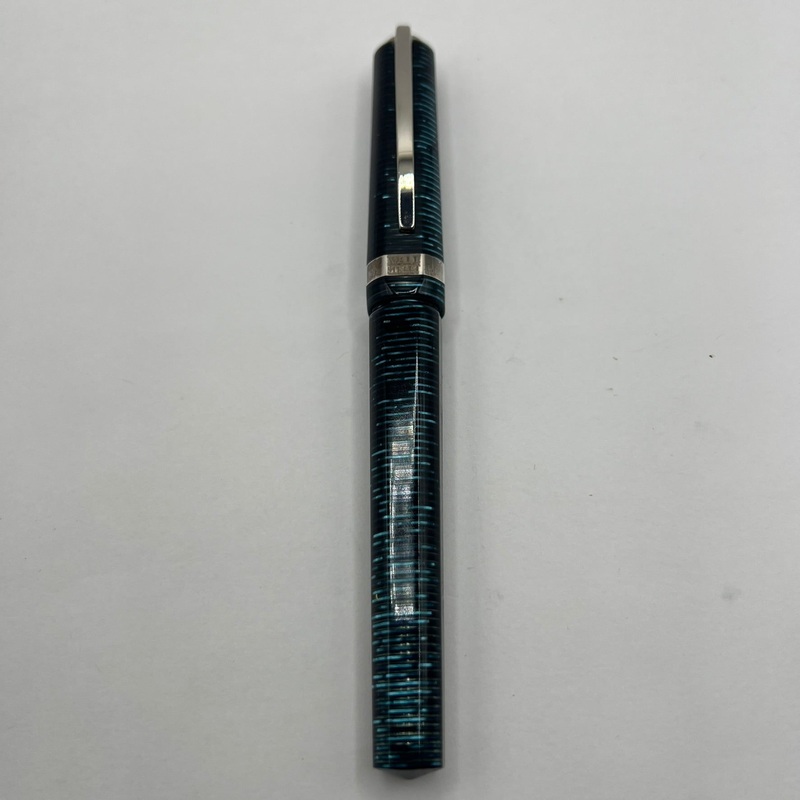 Visconti Wall Street Glittering Blue Celluloid Fountain Pen  – Fine 14kt Gold Nib