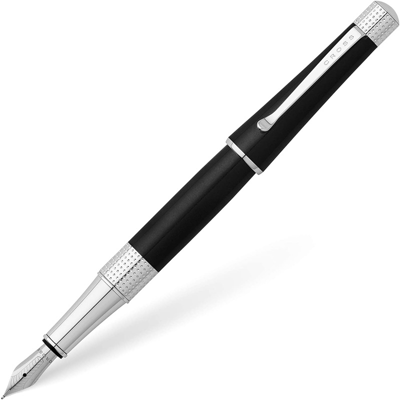 Cross Beverly Fountain Pen, Black Lacquer & Chrome, Medium Nib