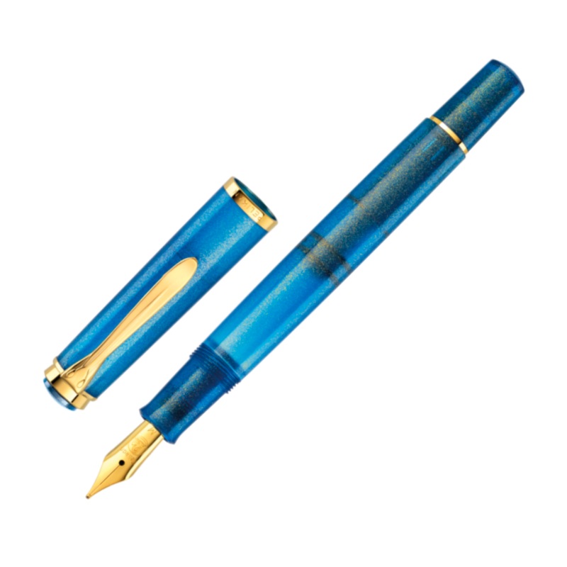 Pelikan Classic M200 Fountain Pen – Golden Lapis (Special Edition – Retired) Extra Fine