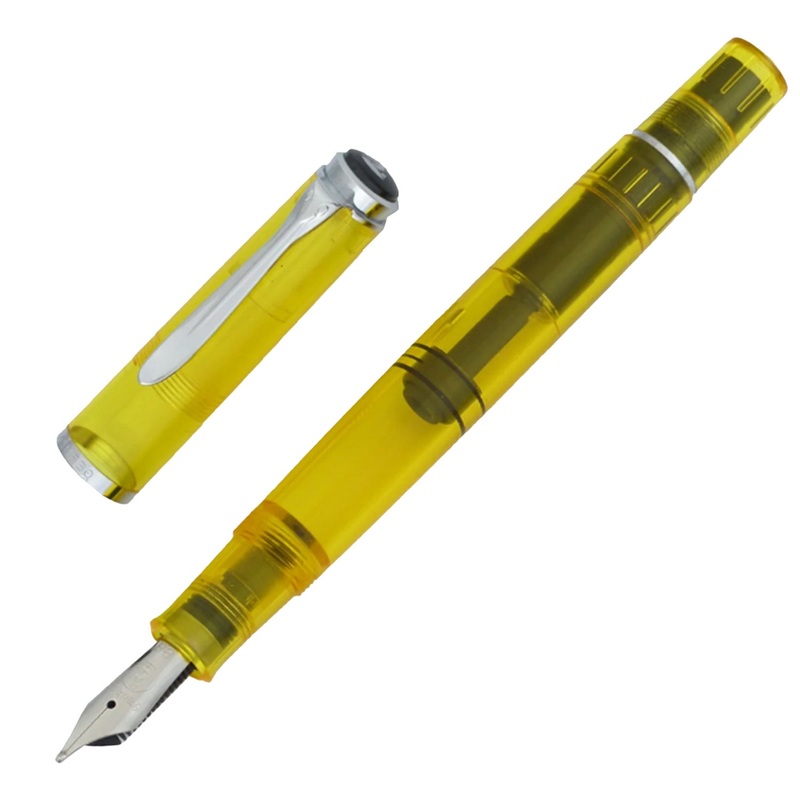 Pelikan M205 Fountain Pen, Duo – Highlighter – Yellow (Special Edition) – Steel Nib Double Broad