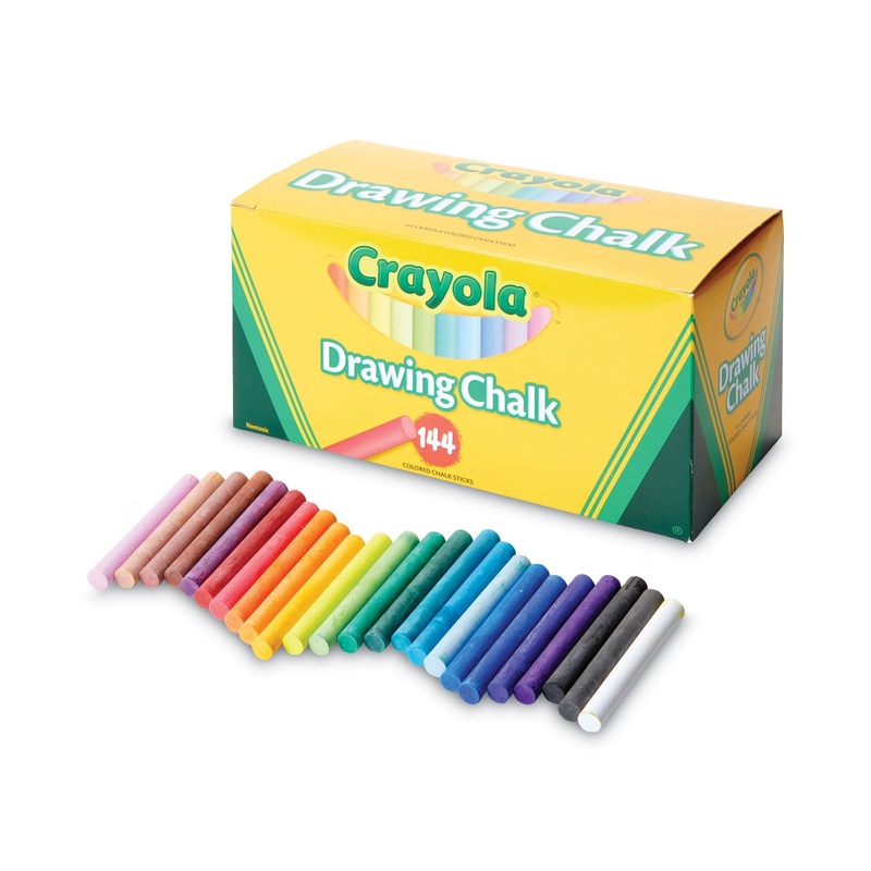 Colored Drawing Chalk, 3.19″ x 0.38″ Diameter, Six Each of 24 Assorted Colors, 144 Sticks/Set