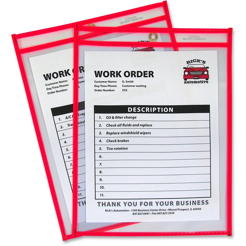 C-Line Neon Shop Ticket Holders, Stitched – Red, Both Sides Clear, 9″ x 12″ , 1 Each/Box, 43914