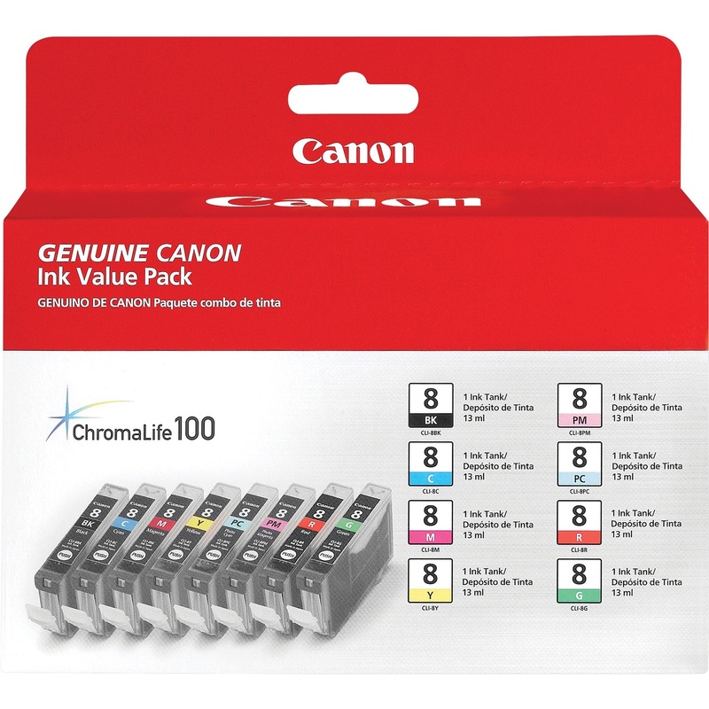Canon CLI-8 Original Ink Cartridge – Inkjet – 8 / Pack – Black, Cyan, Magenta, Yellow, Photo Cyan, Photo Magenta, Red, Green – 8 / Pack