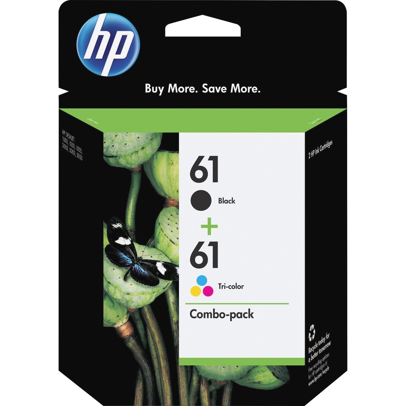 HP 61, (CR259FN) 2-pack Black/Tri-Color Original Ink Cartridges