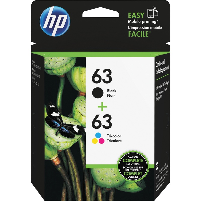 HP 63, (L0R46AN) 2-pack Black/Tri-Color Original Ink Cartridges
