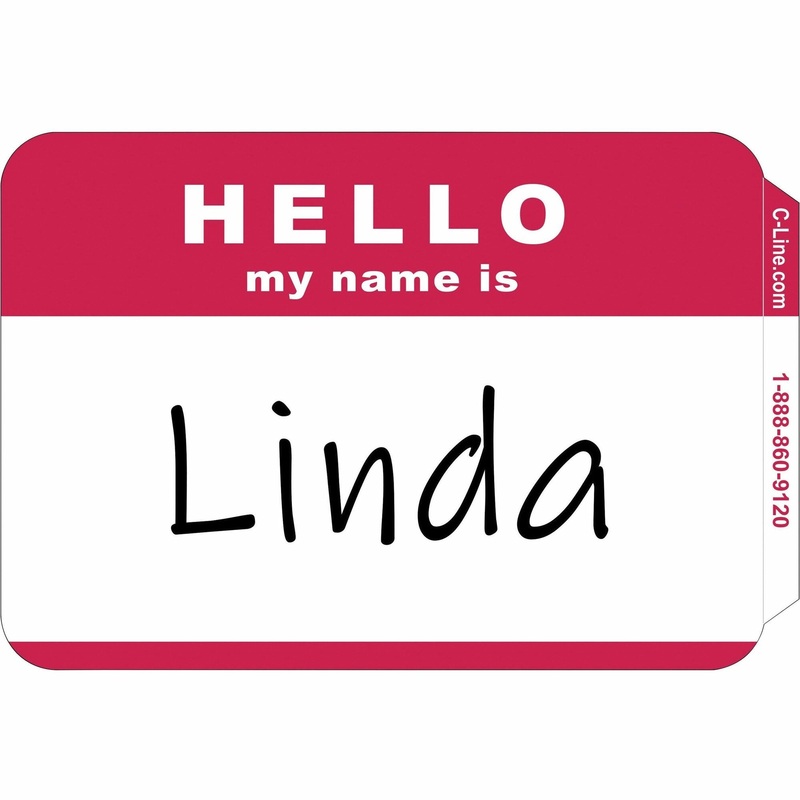 C-Line HELLO my name is… Name Tags – Red, Peel & Stick, 3-1/2 x 2-1/4, 100/BX, 92234