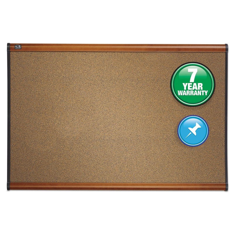 Prestige Colored Cork Bulletin Board, 48 x 36, Brown Surface, Light Cherry Fiberboard/Plastic Frame