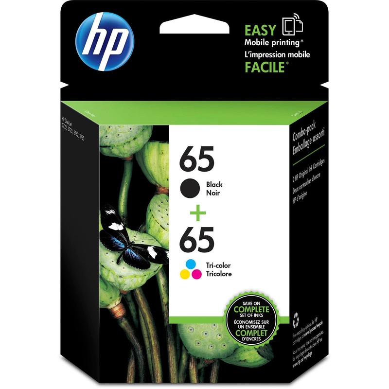 HP 65, (T0A36AN) 2-Pack Black/Tri-Color Original Ink Cartridges