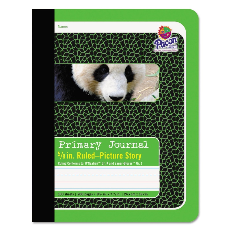 Primary Journal, D’Nealian K, Zaner-Bloser 1, Manuscript Format, Green Cover, (100) 9.75 x 7.5 Sheets