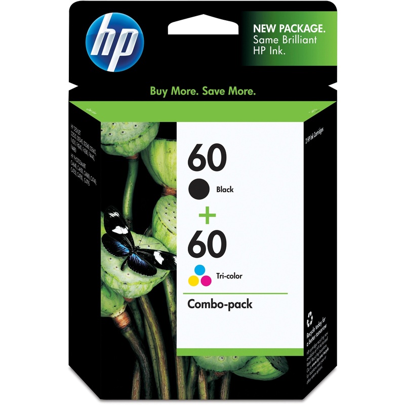 HP 60, (N9H63FN) 2-Pack Black/Tri-Color Original Ink Cartridges