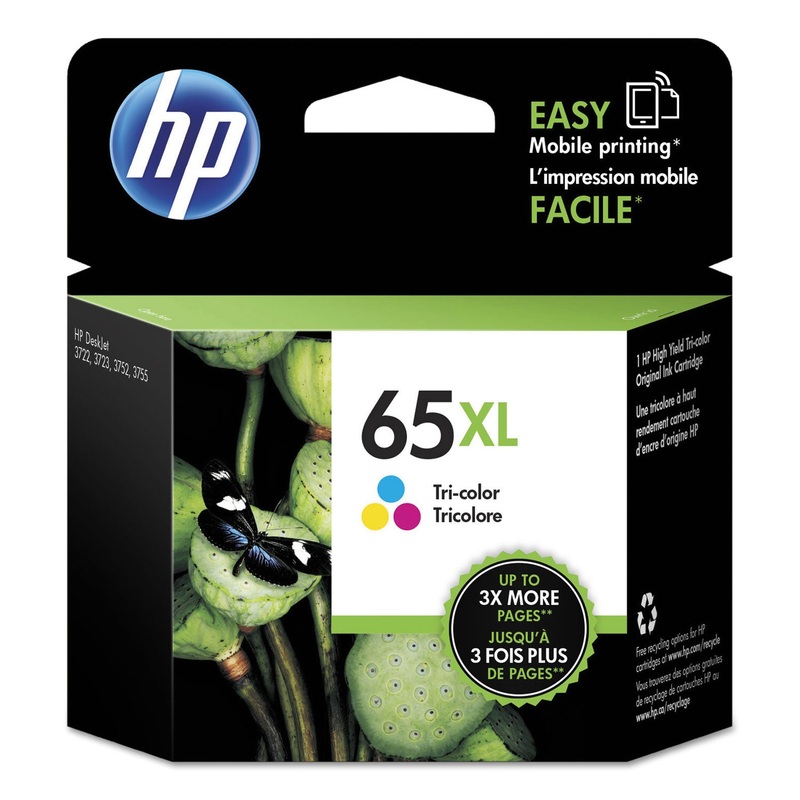 HP 65XL, (N9K03AN) High-Yield Tri-Color Original Ink Cartridge