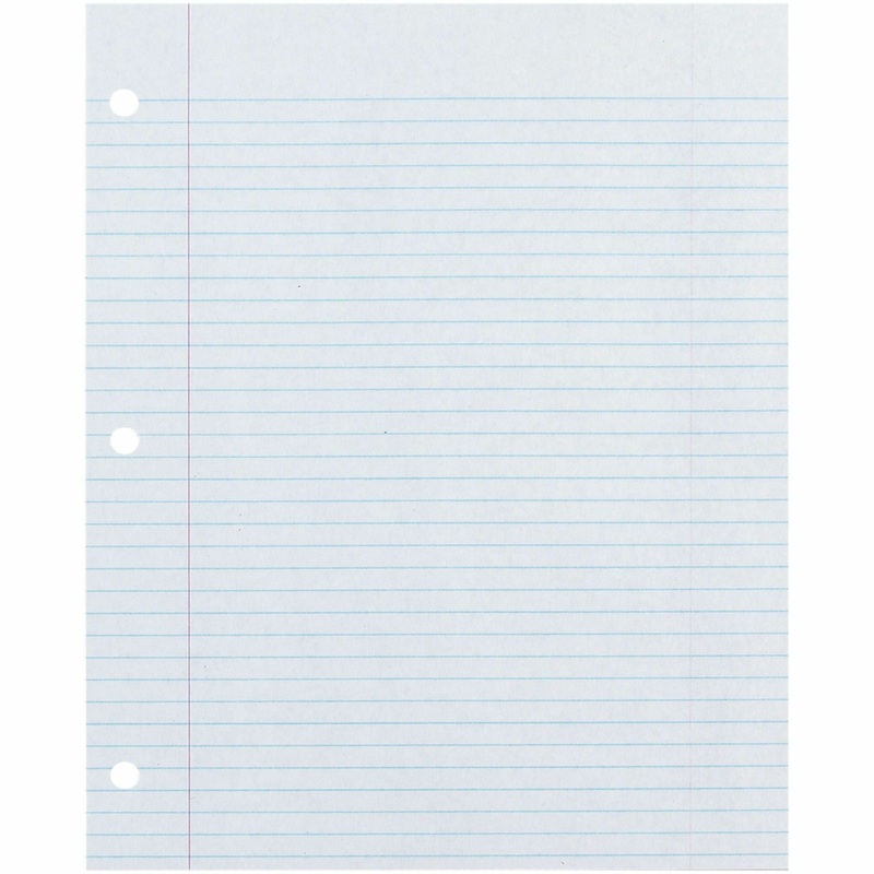 Decorol Recycled Filler Paper – 500 Sheets – Printed – College Ruled – Red Margin – 3 Hole(s) – Letter 8.5″ x 11″ – White Paper – 500 / Pack – 100% Recycled