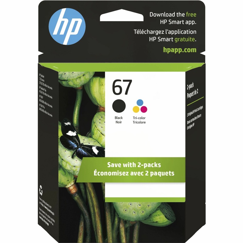 HP 67 Original Standard Yield Inkjet Ink Cartridge – Tri-color, Black – 2 / Pack – 120 Pages Black, 100 Pages Tri-color