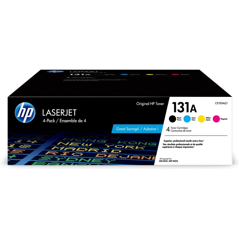 HP 131A Original Laser Toner Cartridge – Combo Pack – Black, Cyan, Magenta, Yellow – 4 / Carton – 1520 Pages Black, 1800 Pages Cyan, 1800 Pages Magenta, 1800 Pages Yellow