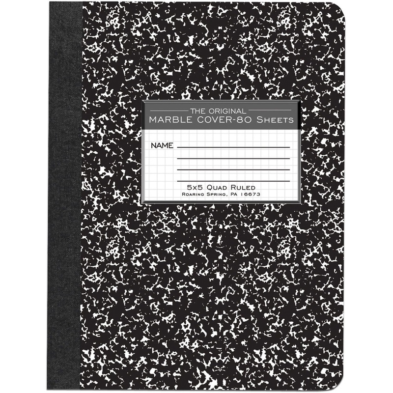 Roaring Spring Graph Ruled Hard Cover Composition Book – 80 Sheets – 160 Pages – Printed – Sewn/Tapebound – Both Side Ruling Surface – 15 lb Basis Weight – 56 g/m2 Grammage – 9 3/4″ x 7 1/2″ – 0.33″ x 7.5″ x 9.8″ – White Paper – Black Binding –