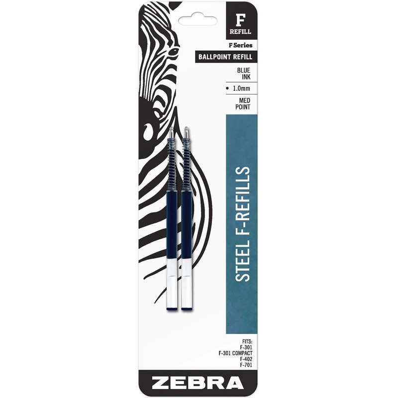 Zebra STEEL 7 Series F Refill Medium Point Ballpoint – Medium Point – Blue Ink – 2 / Pack