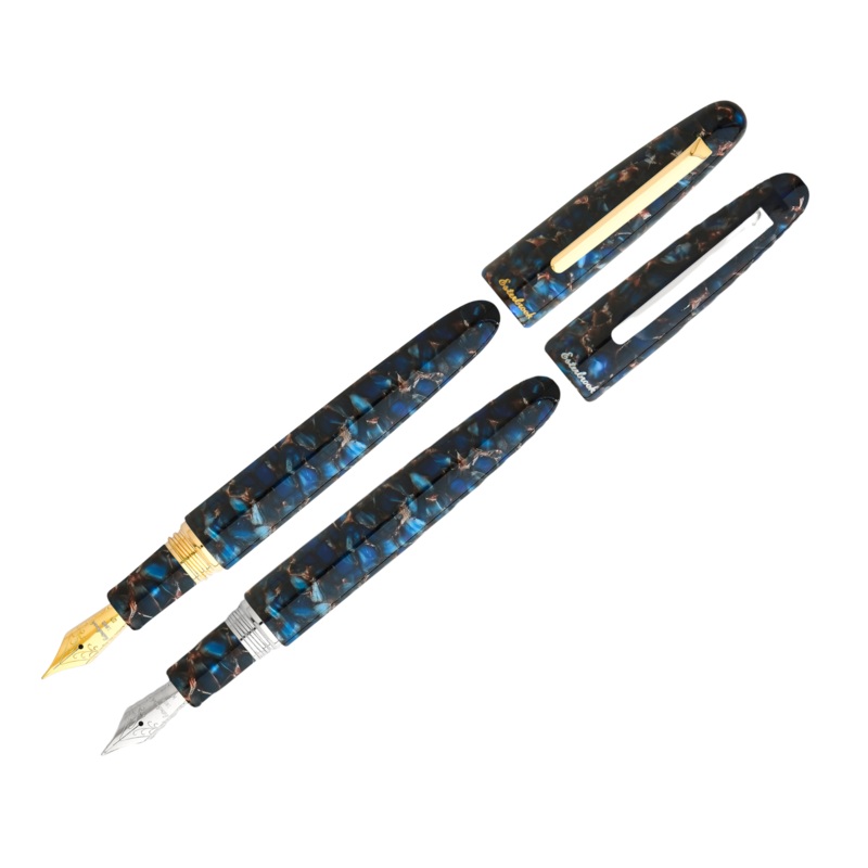 Estie Nouveau Blue Oversized Fountain Pen Palladium Extra Fine