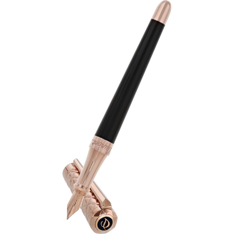 S T Dupont Liberte Fountain Pen – Black – Pink Gold