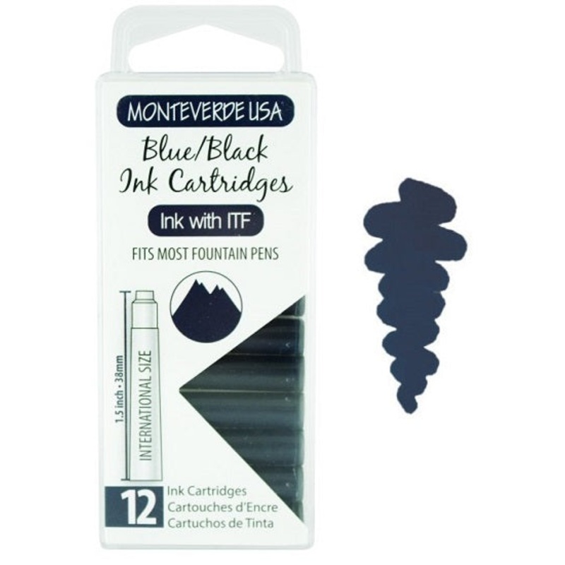 Monteverde International Standard Fountain Pen Ink Cartridges, Blue-Black