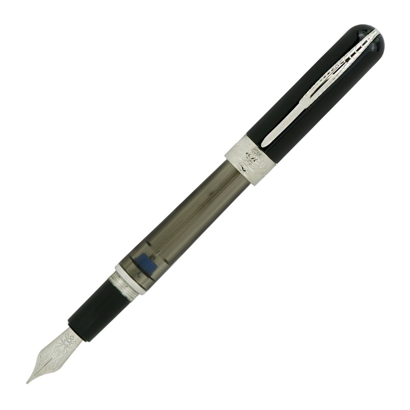 Pineider Avatar Twin Tank Touchdown Fountain Pen, Graphene Black Extra Fine