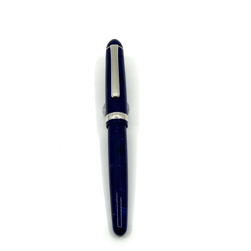 Platinum Pen Co. #3776 Celluloid Midnight Blue Ocean Fountain Pen  – Broad 14kt Gold Nib