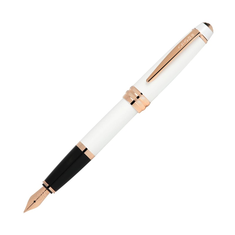 Cross Bailey Fountain Pen in Pearlescent White Lacquer with Rose Gold Trim Medium