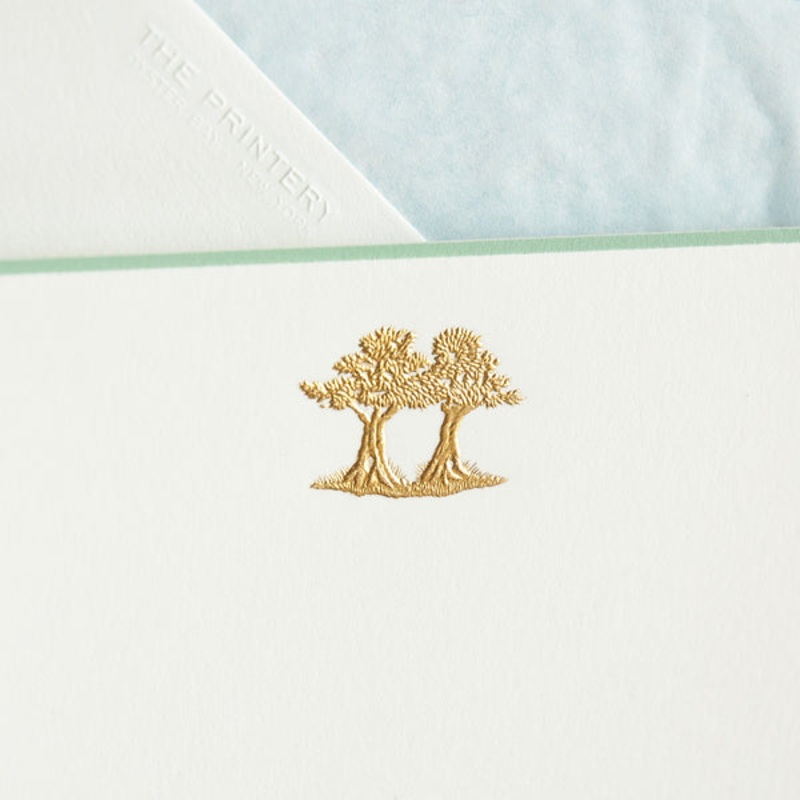 The Printery Engraved Cards –  Double Tree Note Card & Envelopes (10ct.)