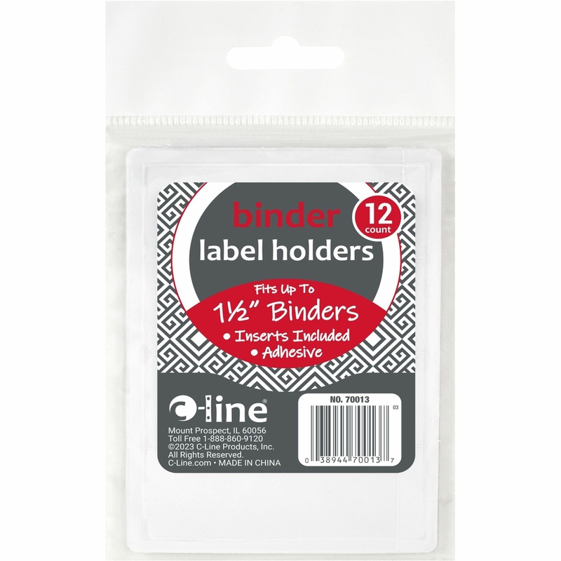C-Line Self-Adhesive Binder Labels – 0.4″ Height x 0.8″ Width x 2.5″ Length – Vinyl – Clear – 12 / Pack