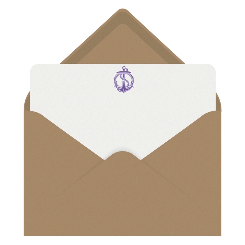 Letterpress Flat Note Card Set – Anchor