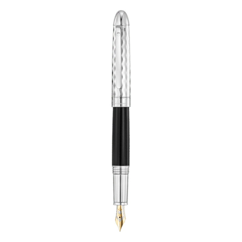 Waldmann Prcieux Fountain Pen – Black Lacquer/Fine Diamond Cut wave pattern – 18K Gold 18K Gold Extra Fine