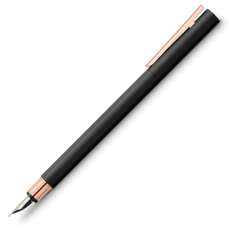Faber-Castell Design Neo Slim Fountain Pen in Black Matte and Rose Gold Medium